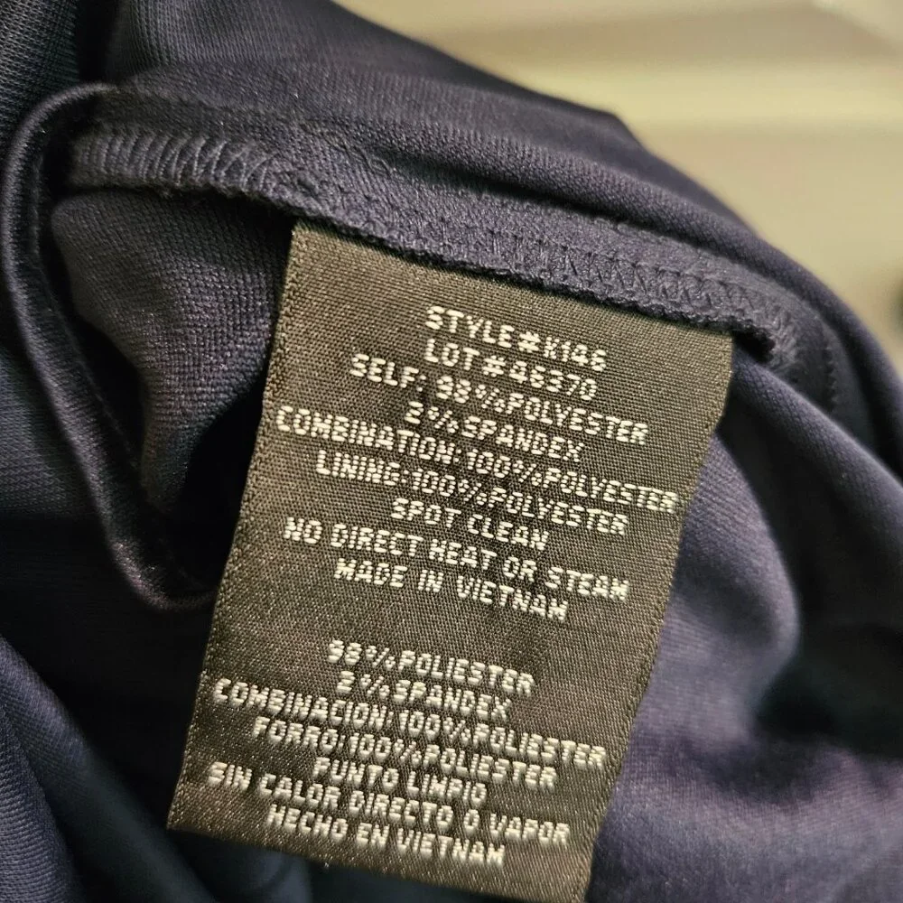 Navy Women's Long Maxi Halter Dress Sheer Matte Jersey With Lace Gown Size 12 - Picture 8 of 9